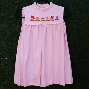Perfectly Pink Vintage Girls Dress /w Embroidery